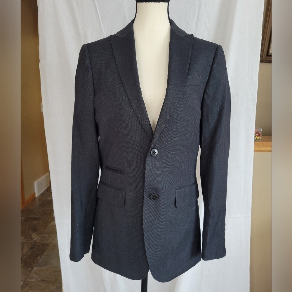 JF J. Ferrar black small check 2 piece slim fit suit pant and jacket 36R
